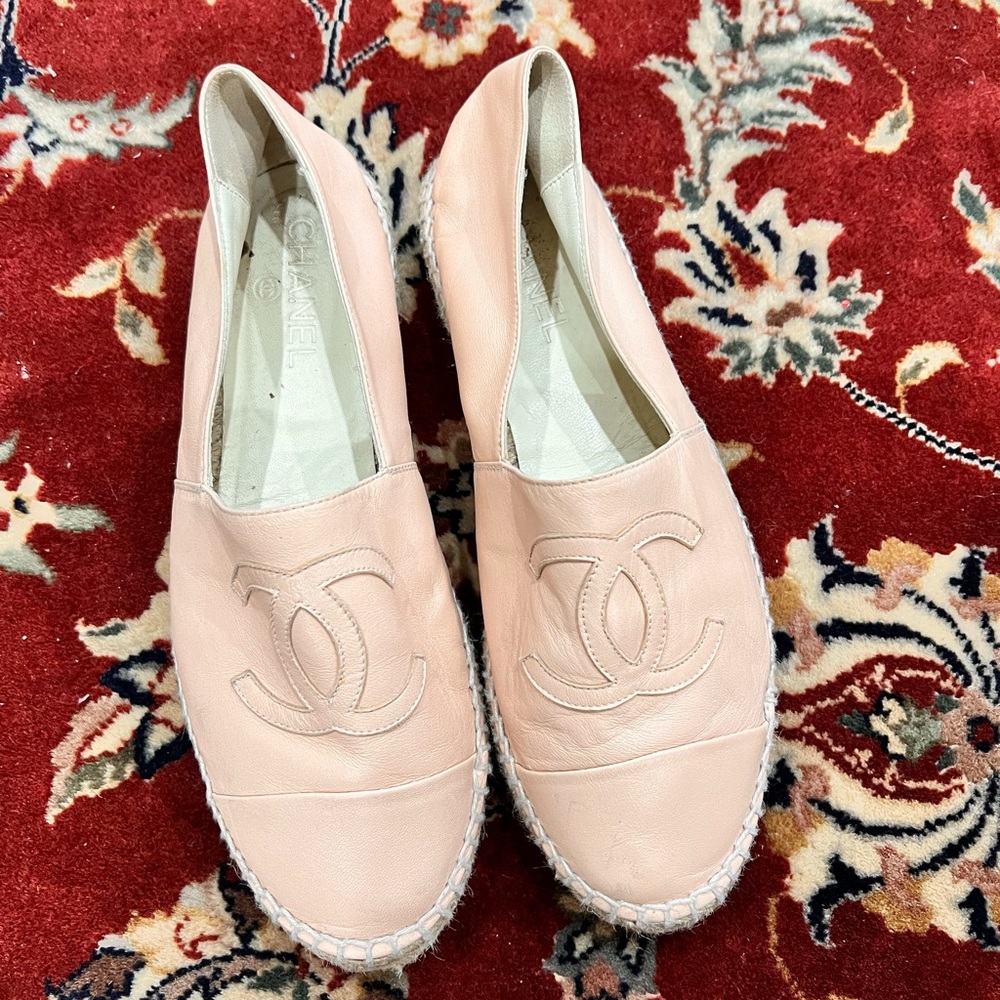Chanel leather espadrilles.